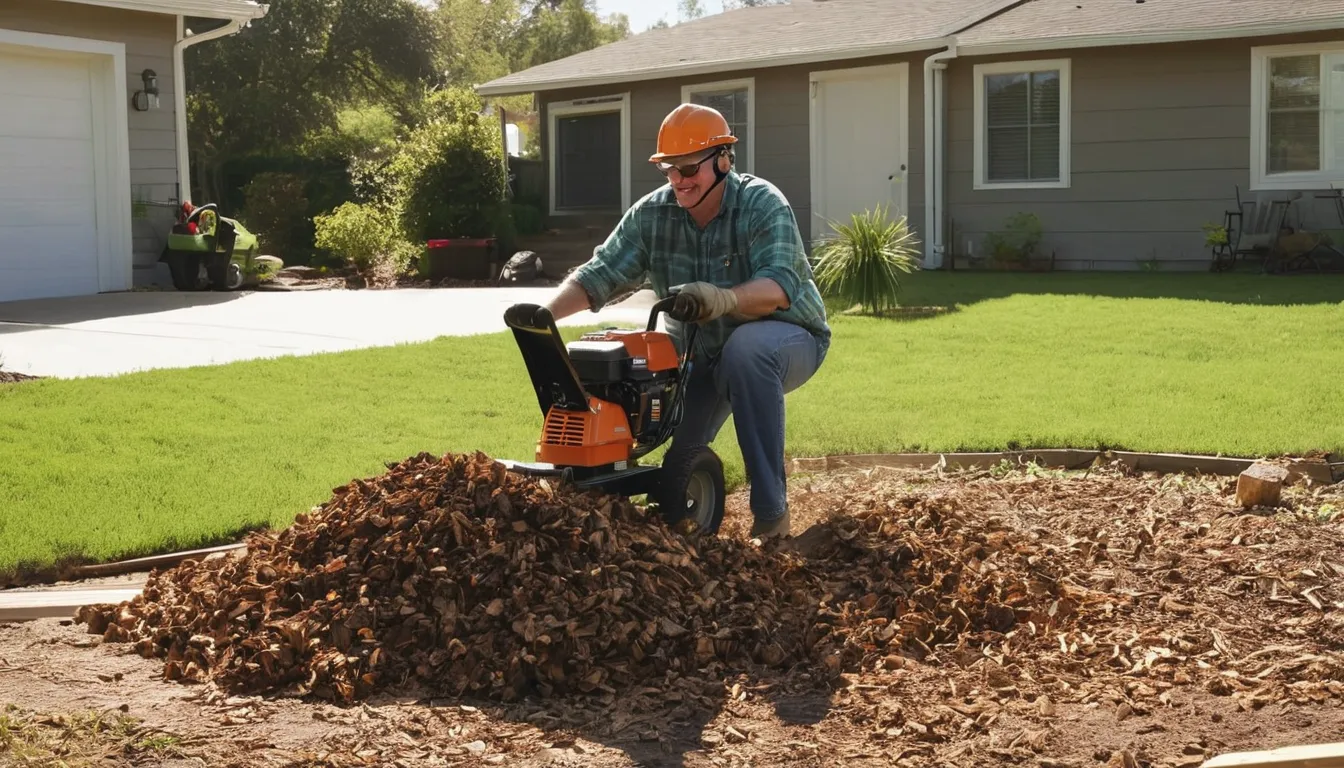 A local stump grinding provider working in a backyard in Kansas City